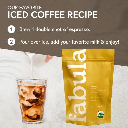 Fabula Fabula Coffee Decaf Medium Roast Whole Beans - Organic - Low Acid - Single Origin - Non-GMO - Mold Free - 12 Ounces