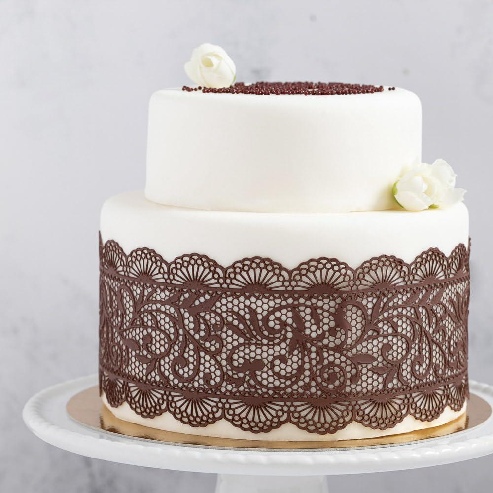 Art-Sweet Art-Sweet Ready to Use Sugar Lace for Cake Decoration - Pre-Made Cake Lace with Sprinkles - Edible Lace for Cakes (Chocolate)