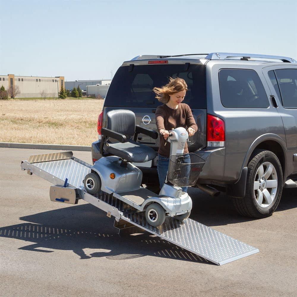 Silver Spring Tilt-A-Rack Premium Aluminum Scooter and Wheelchair Carrier, 350 lb. Weight Capacity, Platform Measures 52" L x 27-5/8" W, Integrated Hitch Adapter for Class III or IV 2" Hitches