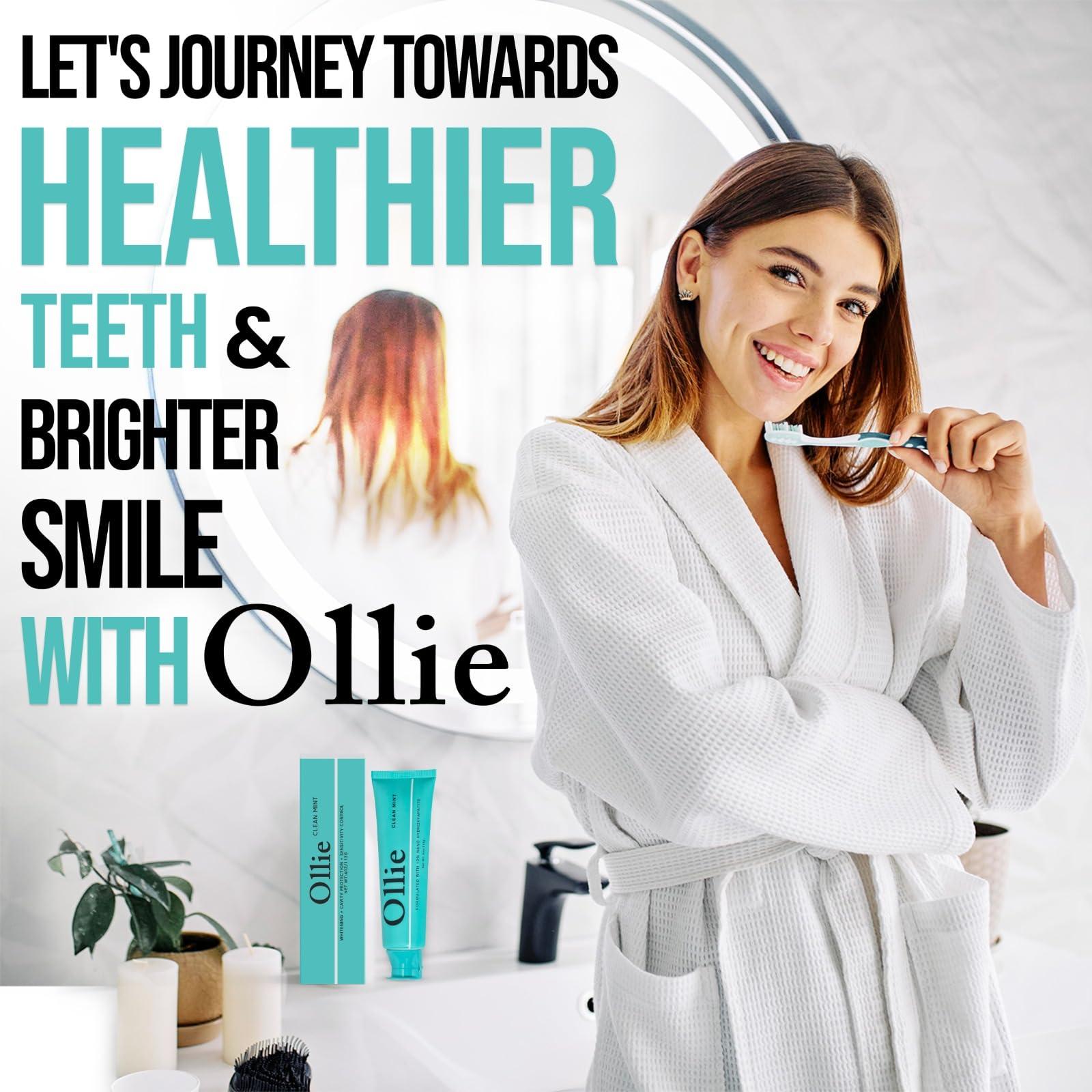 Ollie Ollie Clean Mint Nano Hydroxyapatite Toothpaste for Teeth Whitening, 10% Hydroxyapatite Formula, 4oz