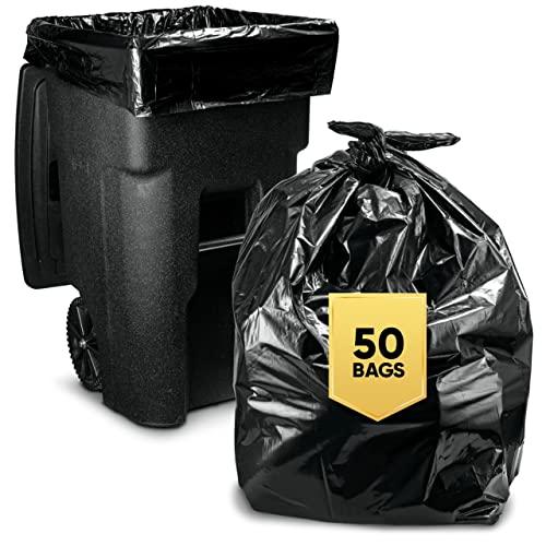 Tasker Tasker 64-65 Gallon Trash Bags for Toter, (Huge 50 Bags w/Ties) 60 Gallon Trash Bags, xl Large Garbage Bags 64-65 Gallon Extra Large Leaf Bags, Commercial Trash Bags