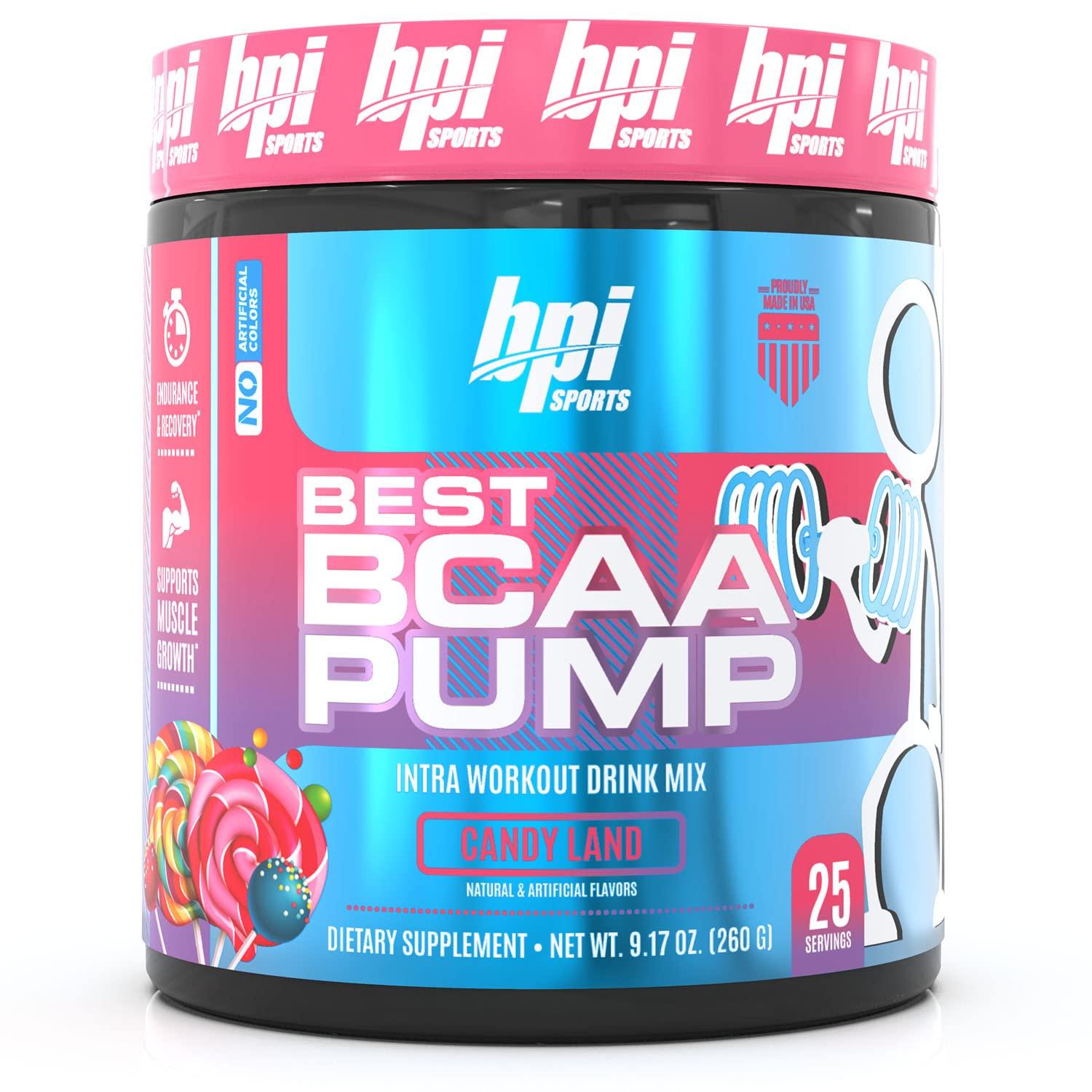 BPI Sports BPI Sports Best BCAA Pump - BCAA Powder Intra Workout Sports Drink with Branched Chain Amino Acids for Hydration & Recovery, for Men & Women - Candy Land - 25 Servings