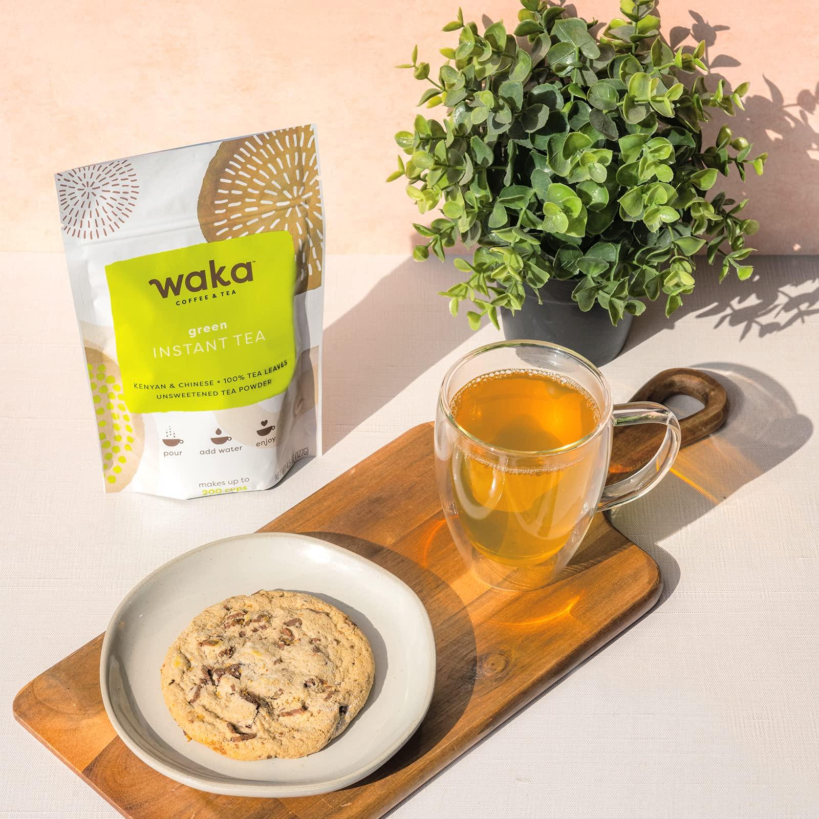 Waka Coffee Waka Instant Tea Mix, 2 Bag Bundle - 100% Tea Leaves, No Additives, Unsweetened Tea Powders - Kenyan Black, Classic Green (4.5oz Each)