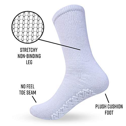 Diamond Star Diamond Star Anti Skid Socks Non Slip Non Binding With Grips Hospital Diabetic Crew Socks For Men Women 13-15 (12 Pack Grey, Big & Tall Men Shoe Size 9-14)