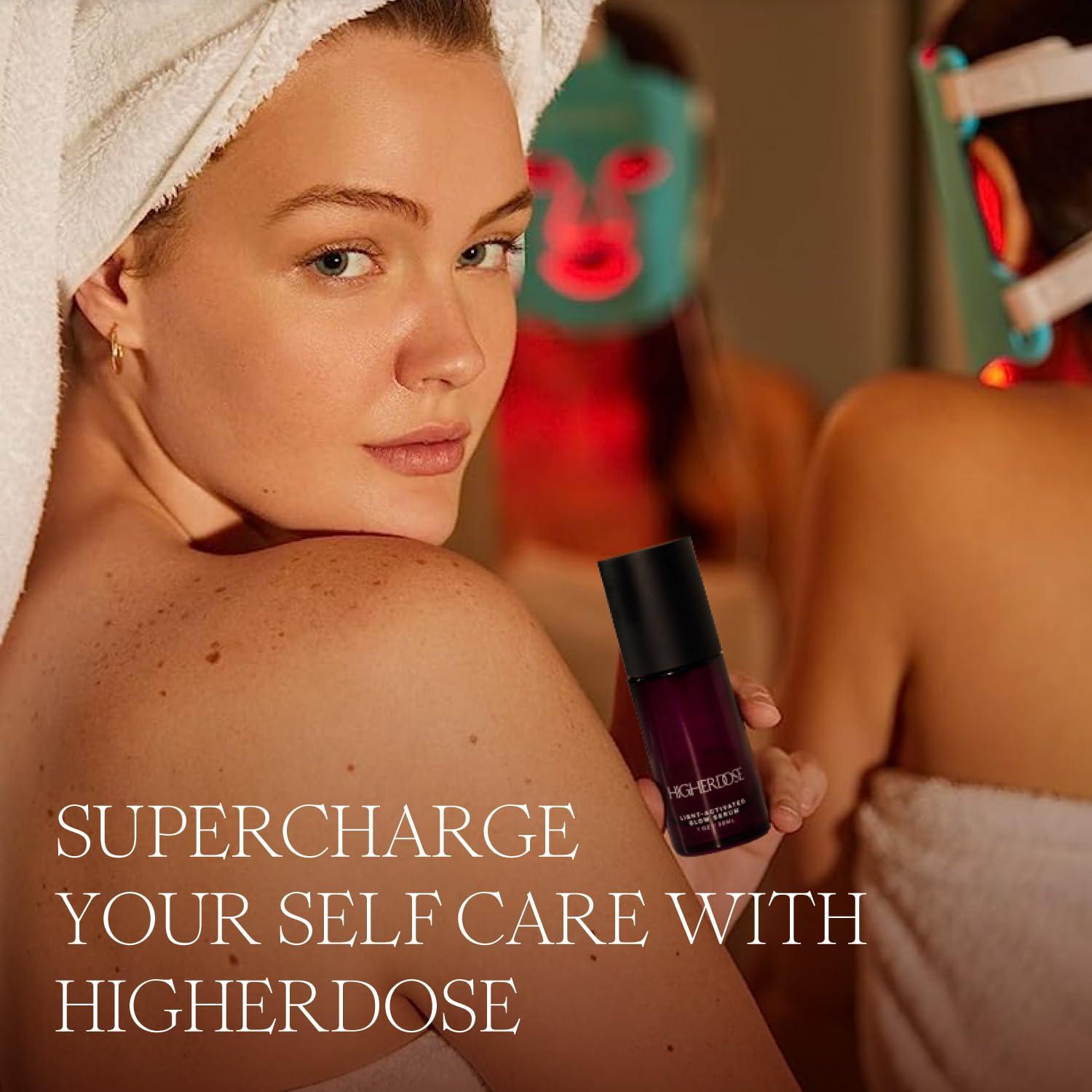 HigherDOSE HigherDOSE Red Light Therapy Face Mask - Cordless At-Home LED Facial Light Therapy - Promotes Cellular Renewal, Healing, & Glowing Skin - LED Face Mask to Target Fine Lines, Wrinkles & Redness