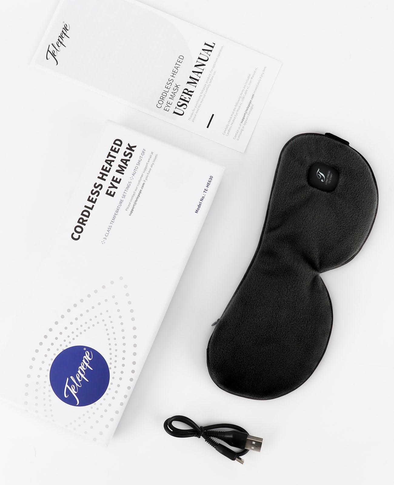 Telepepe Heated Eye Mask for Dry Eyes, Cordless Warm Eye Compress, Blepharitis, Styes, 1000mAh, Washable Cover, Gifts for Family and Friends, Travel (Purple)