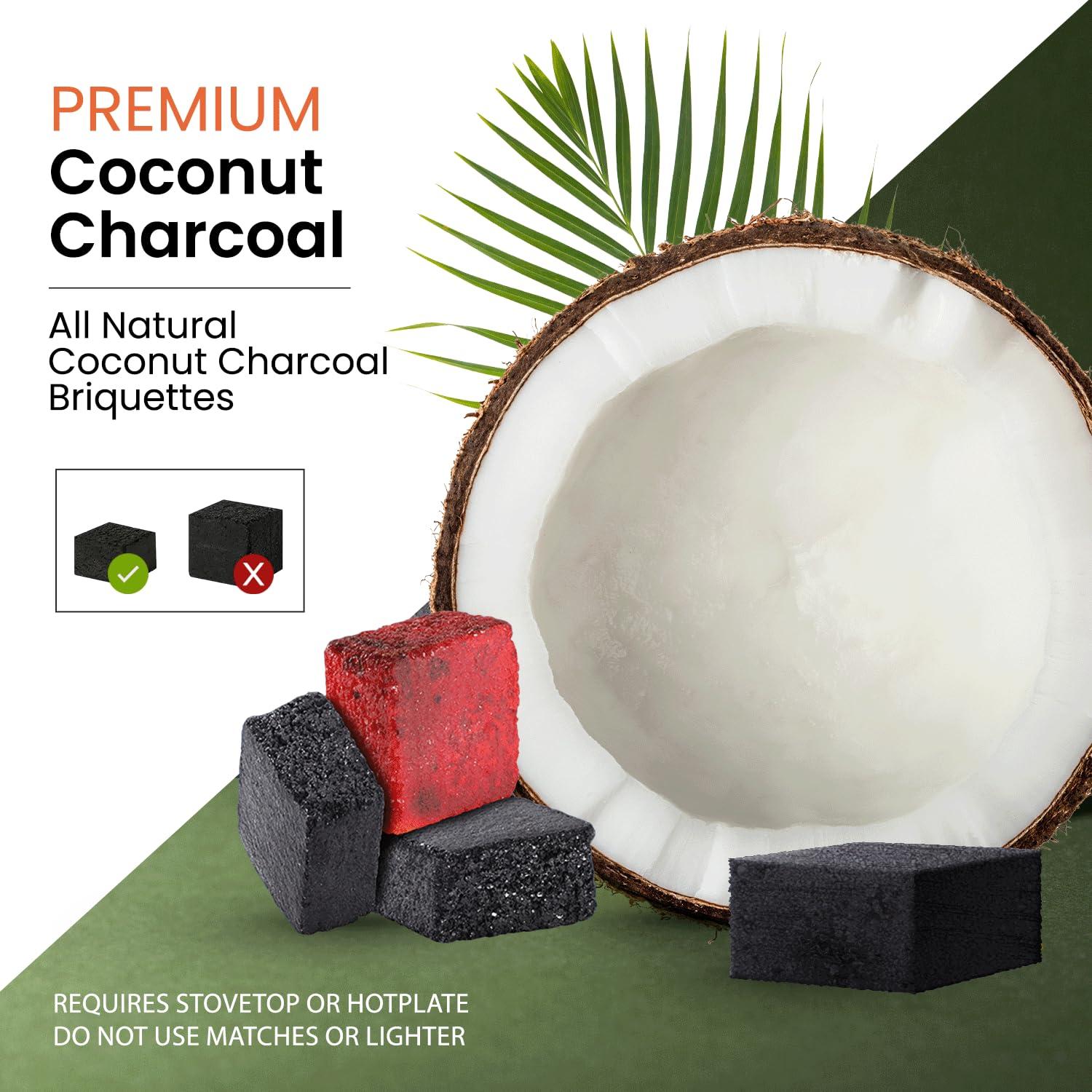 Sunlight Charcoal Sunlight Premium Coconut Charcoal Flats- 120 Half Cubes (1.25MM)- Long Lasting Natural Coco Charcoal - Zero ASH - Low Odor - 1.25MM Flats- Long Lasting - Full Burn
