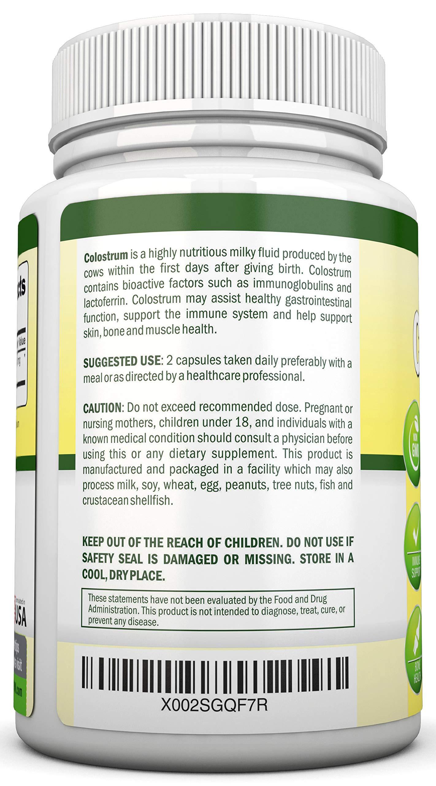 NutriONN Colostrum - 1000mg - 120 Capsules - 30% IgG - Non-GMO US Dairy - First Milking Bovine Colostrum - Low Heat Processed - Great for GI Tract Health - Immune Support - Bone and Muscle Health