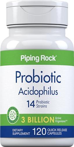 Piping Rock Piping Rock Probiotic Acidophilus Capsules for Women and Men | 3 Billion Live Cultures | 120 Pills | 14 Strains Supplement | Non-GMO, Gluten Free