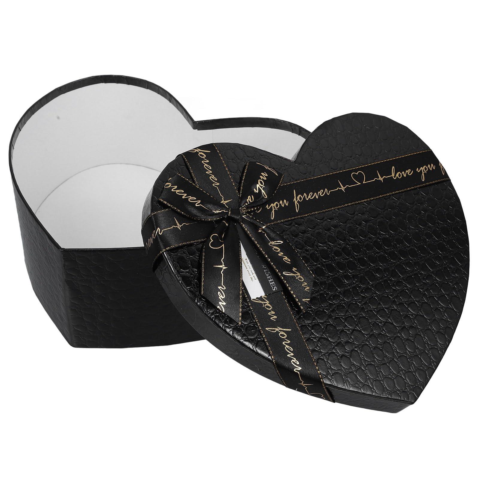 STOBOK STOBOK Heart Shaped Box Valentine\'s Day Heart Gift Box Black Packing Case Heart Shaped Container Box Jewelry Container for Valentine Wedding Birthday Present Supplies