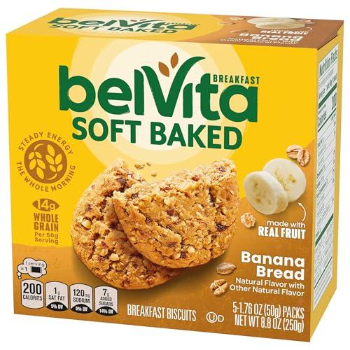 Belvita belVita Soft Baked Banana Bread Breakfast Biscuits, Chewy Breakfast Bars, 5 Packs (1 Biscuit Per Pack)