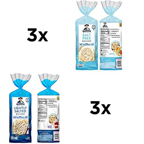Quaker Quaker Large Rice Cakes, Gluten Free, Lightly Salted + Salt Free Variety Pack, 4.47 Ounce (Pack of 6)