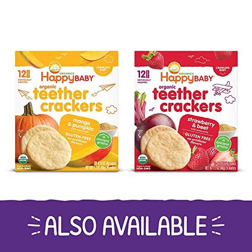 Happy Baby Happy Family Baby Gentle Teethers Organic Teething Wafers , 0.14 Ounce Packets (Box of 12) Soothing Rice Cookies for Teething Babies Dissolves Easily Gluten Free No Artificial Flavor