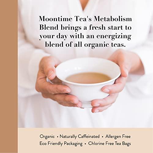 Moontime Tea Organic Metabolism Tea with Green tea, Holy Basil, Hibiscus, Cinnamon and Dandelion Root, 30 Tea bags