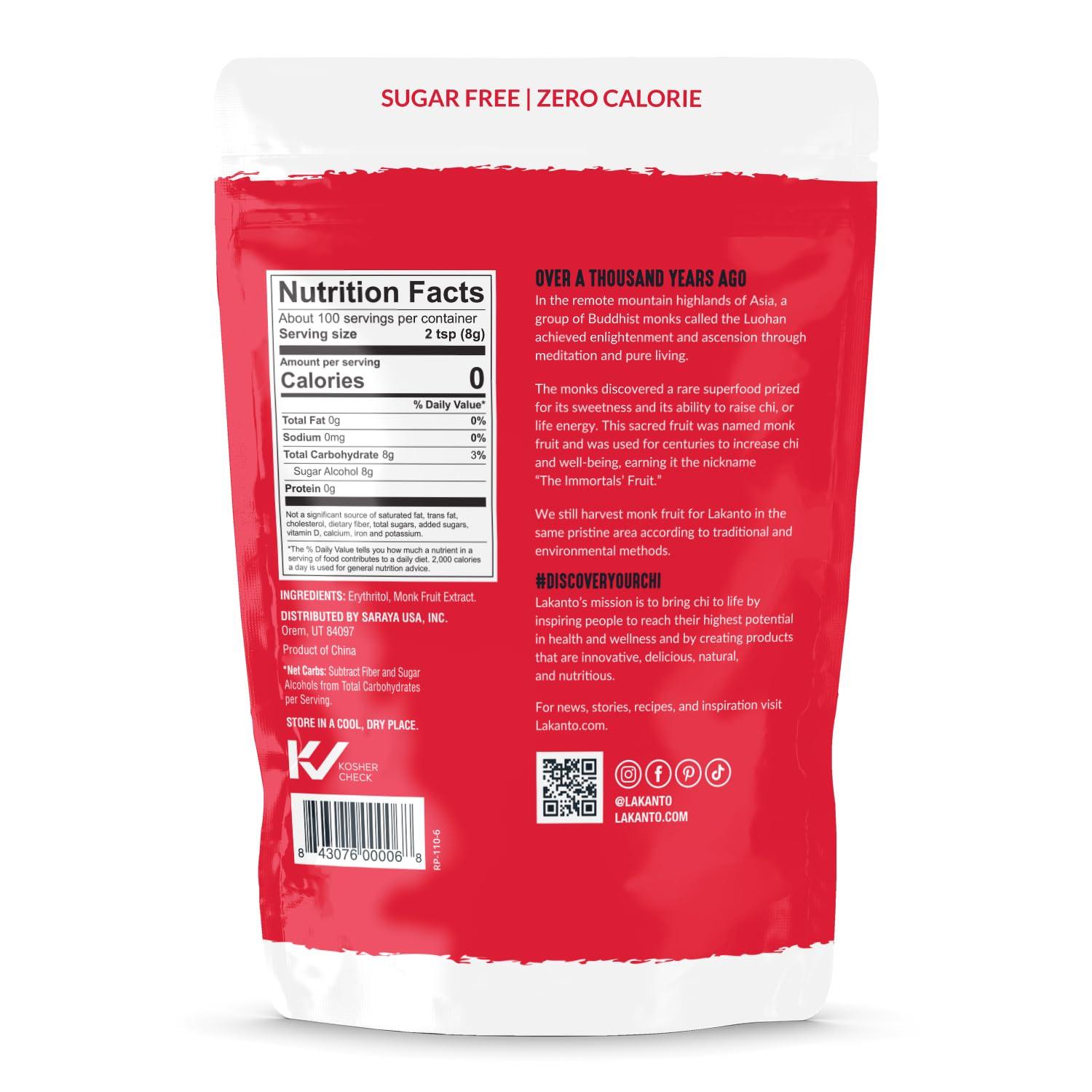 Lakanto Lakanto Classic Monk Fruit Sweetener with Erythritol - White Sugar Substitute, Zero Calorie, Keto Diet Friendly, Zero Net Carbs, Baking, Extract, Sugar Replacement (Classic White - 1.76 lb Pack of 3)