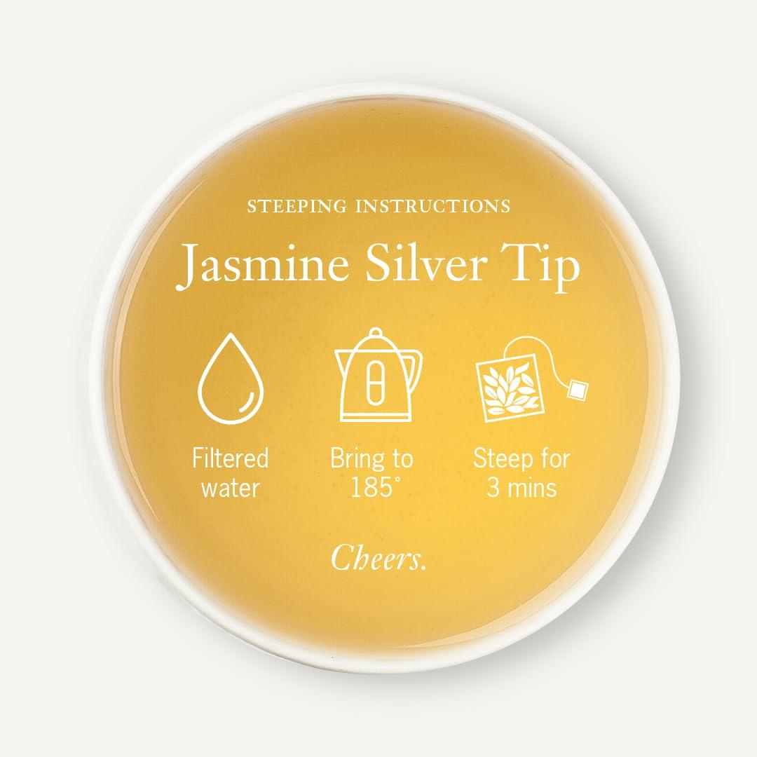STEVEN SMITH TEAMAKER Smith Teamaker | Jasmine Silver Tip No. 96 | Caffeinated Green Tea with Jasmine Blossoms | Scented Full Leaf Green Tea (15 Sachets, 1.3oz each)
