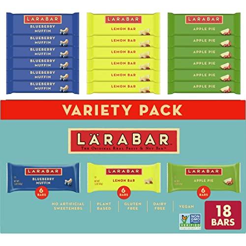 LÄRABAR Larabar Variety Pack, Blueberry Muffin, Lemon Bar, Apple Pie, Fruit & Nut Bars, 18 ct