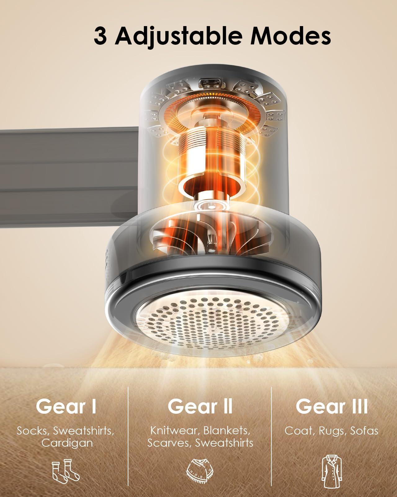 HOMEASY Fabric Shaver Fuzz Remover Rechargeable, HOMEASY Electric Lint Remover Shaver with 3 Blades & LED Digital Display, Sweater Couch Fabric Pill Shaver for Sweater, Couch, Furniture (Dark Gray)