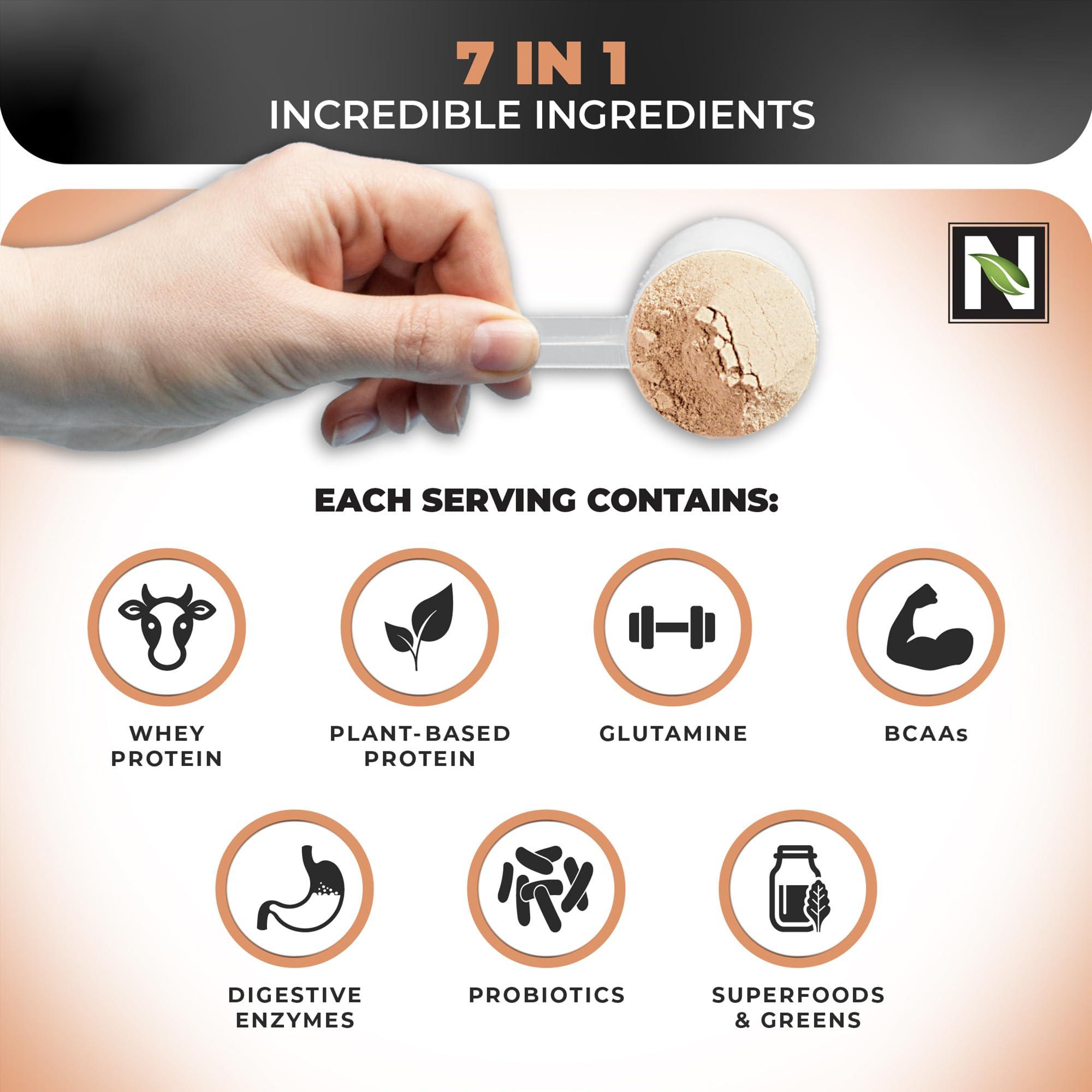 Nutrology Nutrology TRIPACT Protein Powder, 7-in-1 Meal Replacement Shake, Creamy Chocolate Flavor (20 Servings) BCAA Natural, Plant Based BCAA Powder, Orange Coconut Flavor (30 Servings)