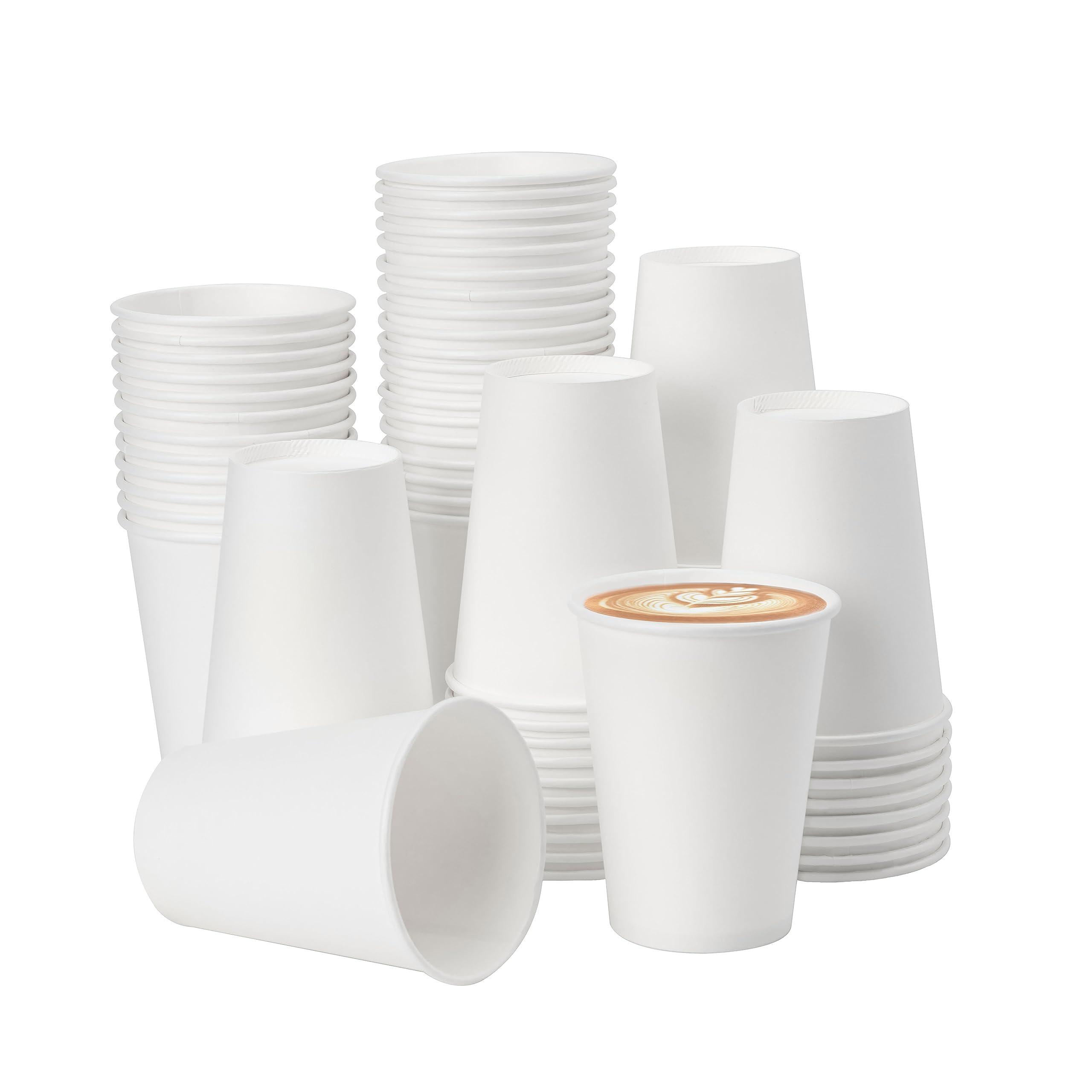 METAPRINT METAPRINT 12 oz Disposable Paper Coffee Cups [300 Pack], White Hot Coffee Cups, Paper Coffee Cups 12 oz, Thickened Design for Cafes, Bistros, Parties, and Events