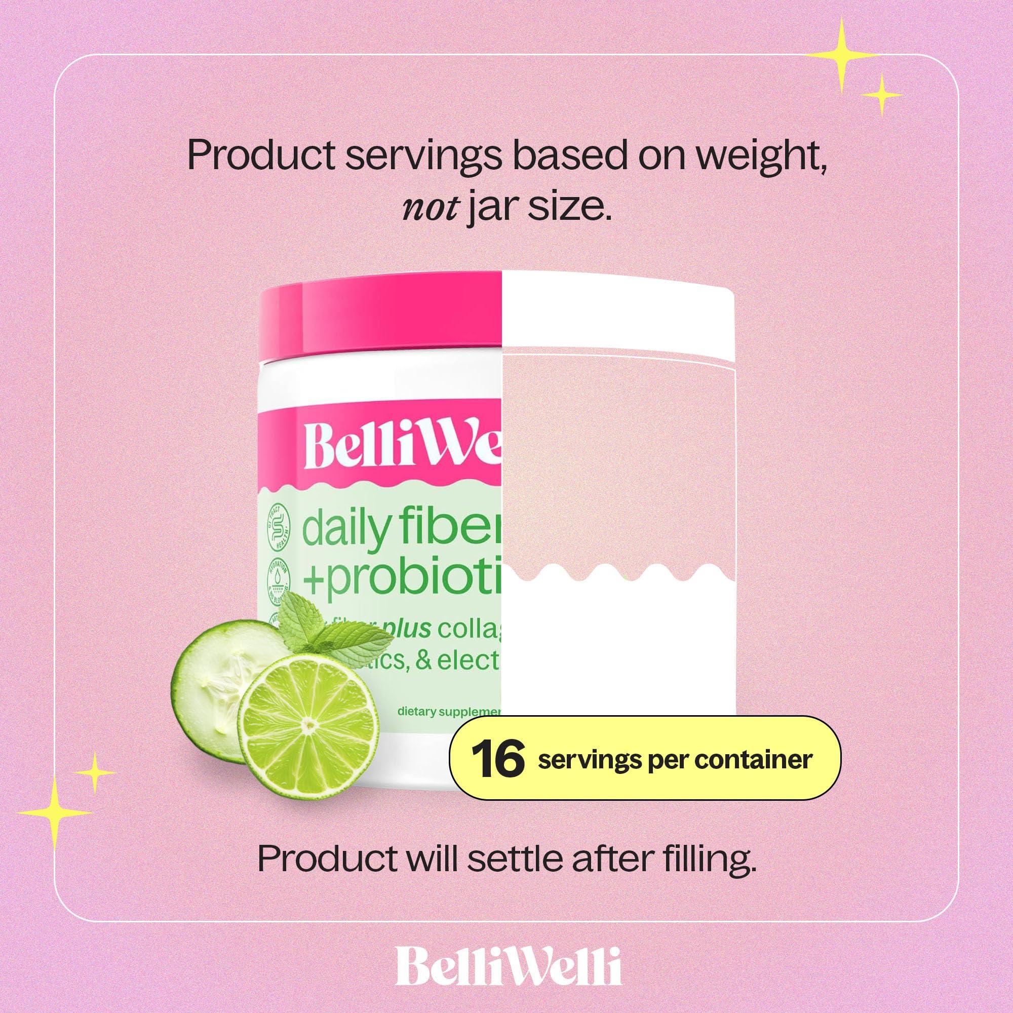 Belli Welli Belli Welli Daily Fiber Supplement with Added Collagen, Probiotics and Electrolytes | Supports Digestive Health and Regularity | Cucumber Lime Cooler | 16 Servings