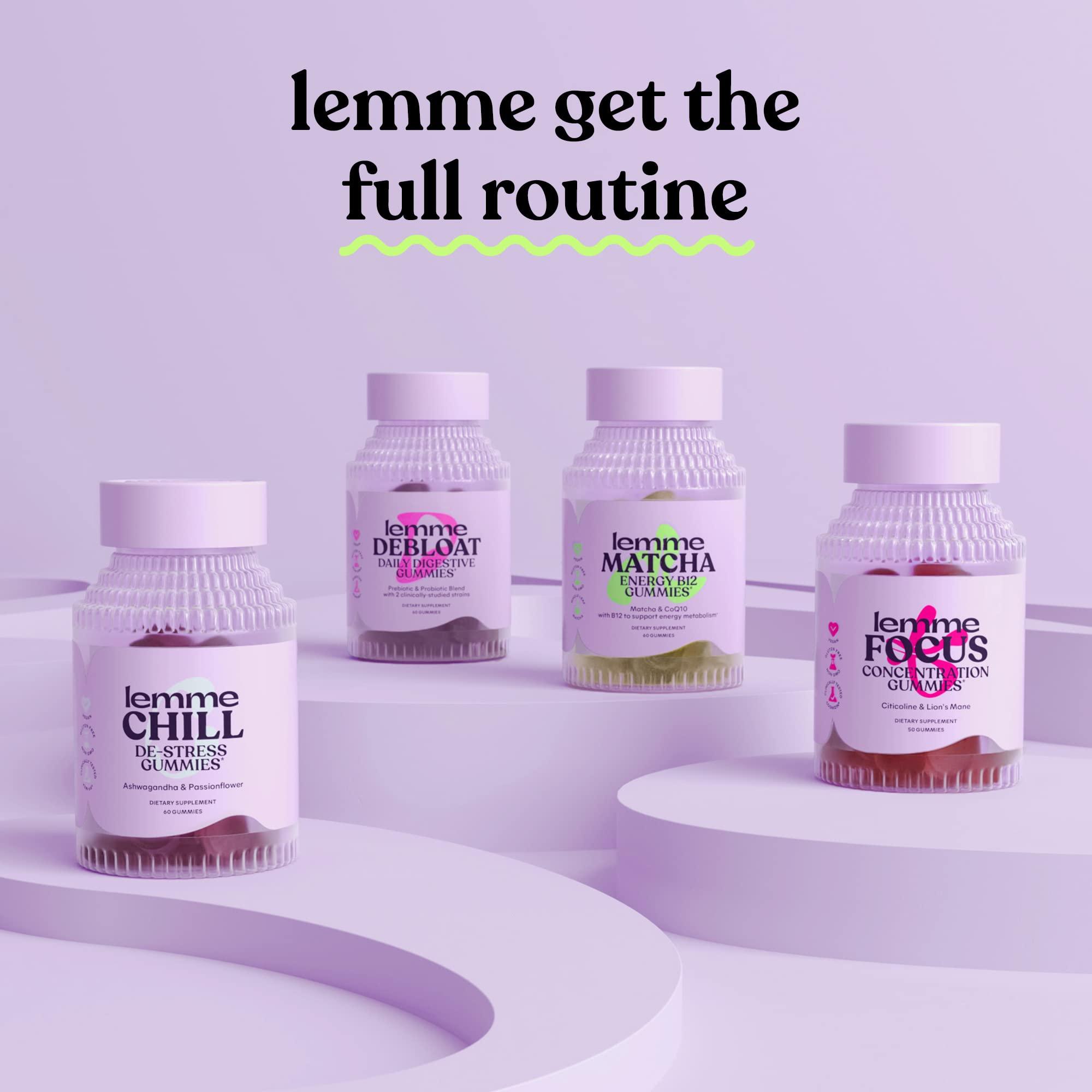 Lemme Lemme Chill Stress Relief Gummies with 300mg KSM-66 Ashwagandha, Lemon Balm, Passionflower & Goji to Support Relaxation, Healthy Cortisol & Sleep - Vegan, Gluten-Free, Non-GMO, Mixed Berry (60 Count)