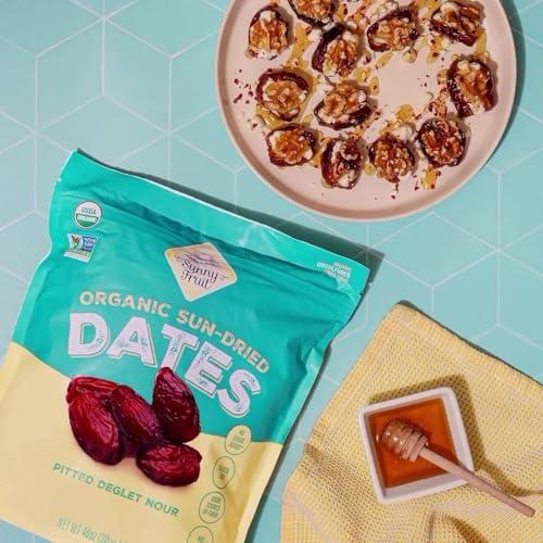 SUNNY FRUIT ORGANIC Pitted Dates (Deglet Nour) - Sunny Fruit 48oz Bulk Bag (3 lbs) | NO Added Sugars, Sulfurs or Preservatives | NON-GMO, VEGAN, HALAL & KOSHER