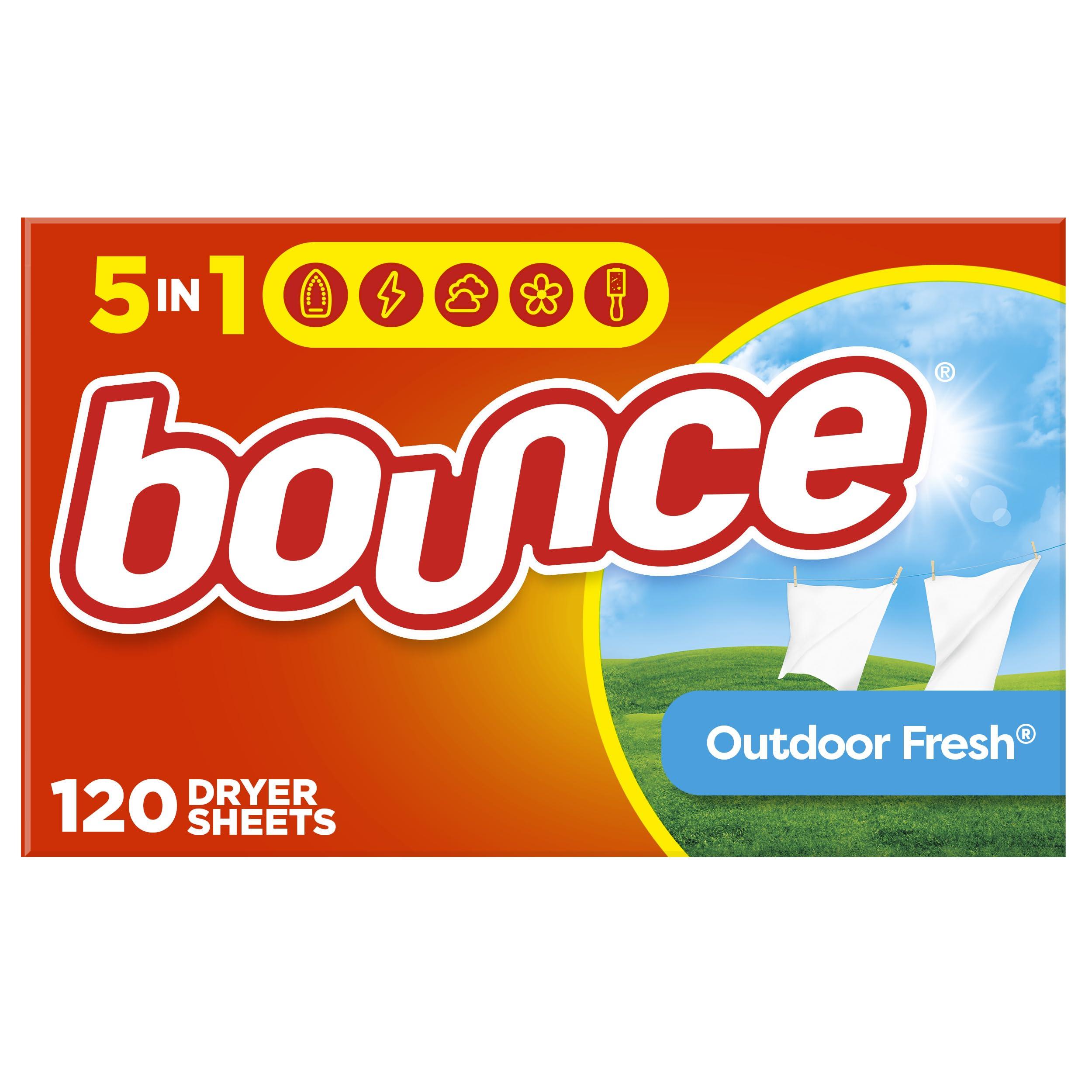 Bounce Bounce Dryer Sheets Laundry Fabric Softener, Outdoor Fresh Scent, 120 Count