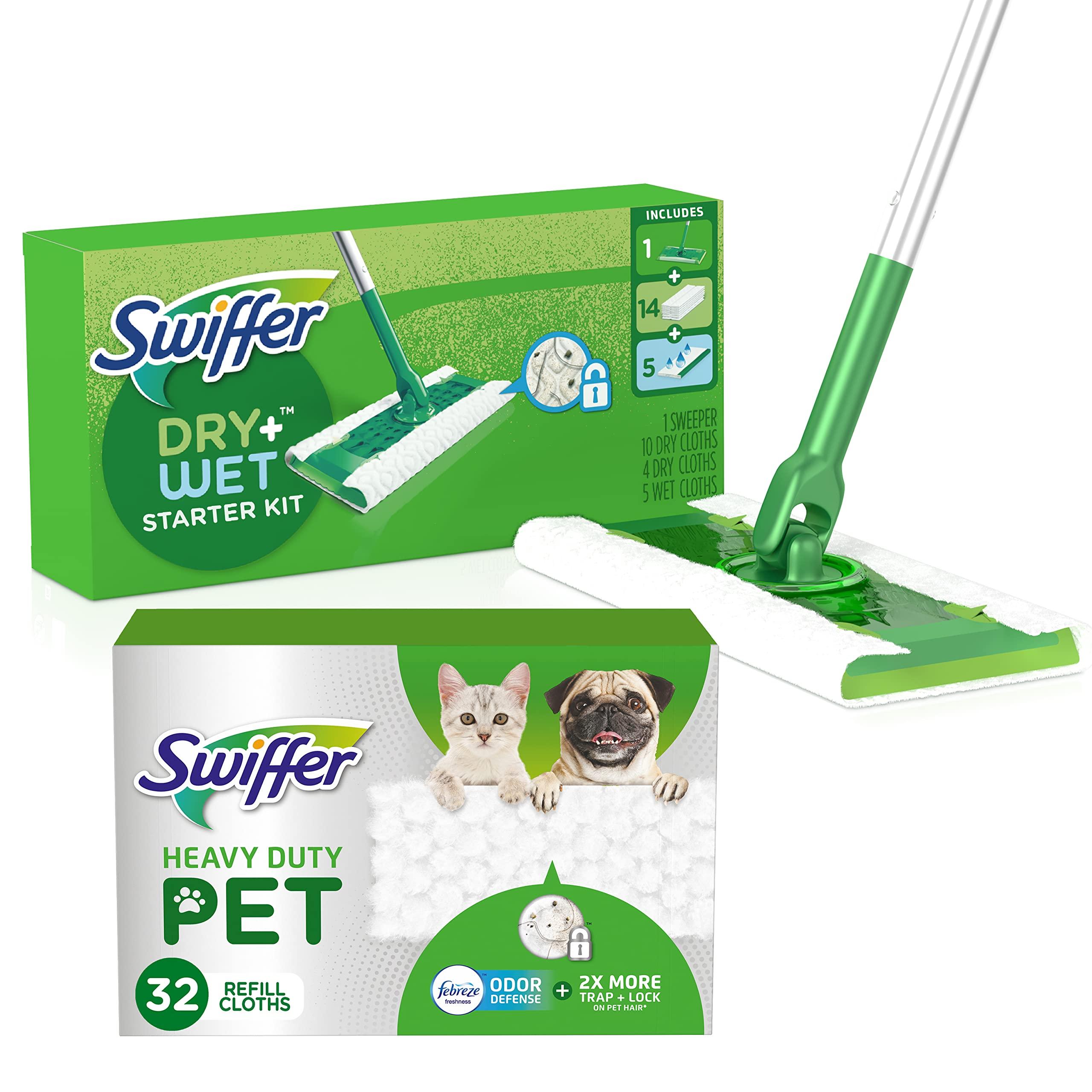 Swiffer Swiffer Sweeper Starter Kit and Heavy Duty Refill Cleaning Bundle