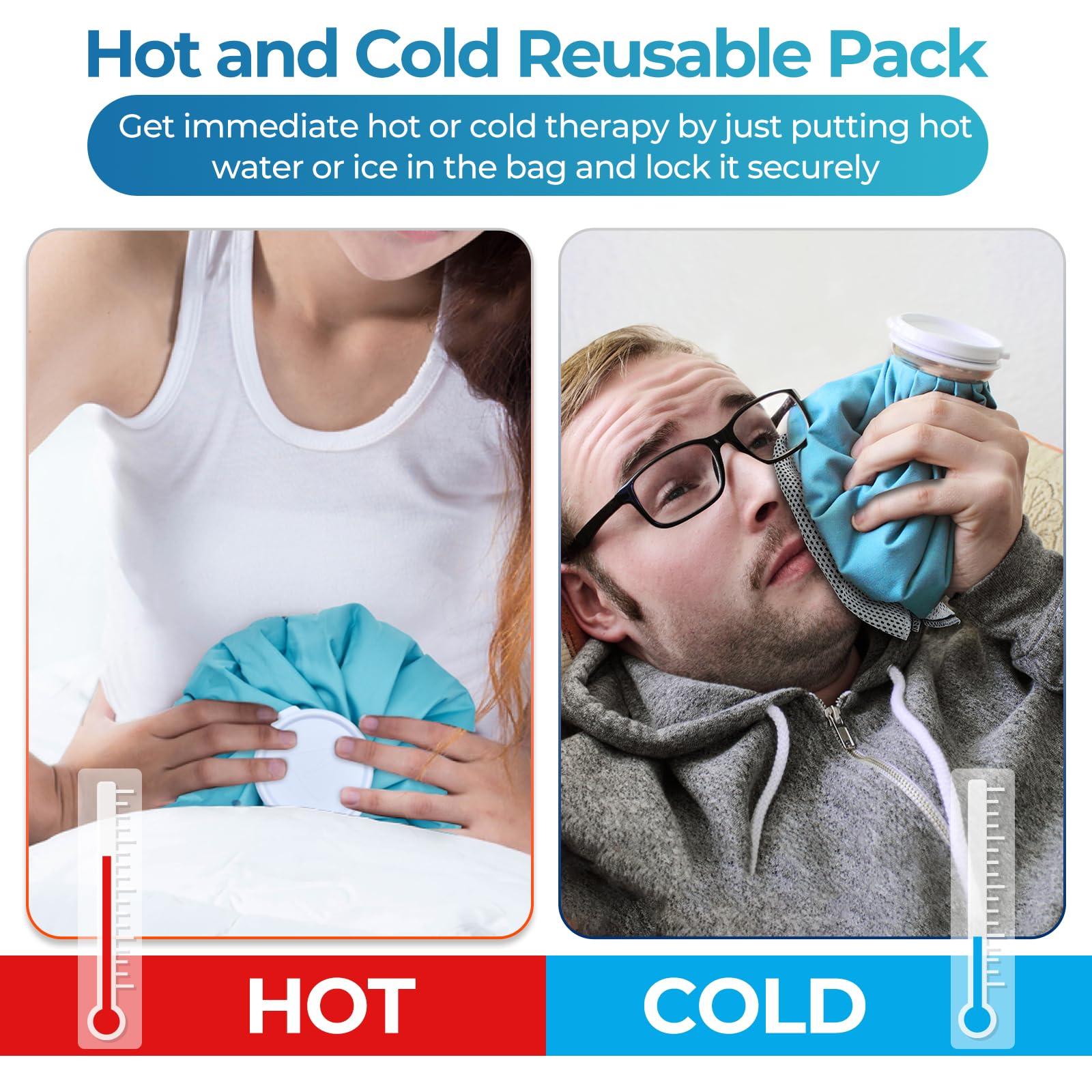 Ohuhu Ice Pack for Injuries Reusable: Ohuhu 3 Packs Ice Cold Packs Ice Bag Hot Water Hot & Cold Therapy Pain Relief for Knee Leg Injury No-Leak Breathable Waterproof Ice Bags 3 Sizes 6\"/9\"/11\", Light Blue