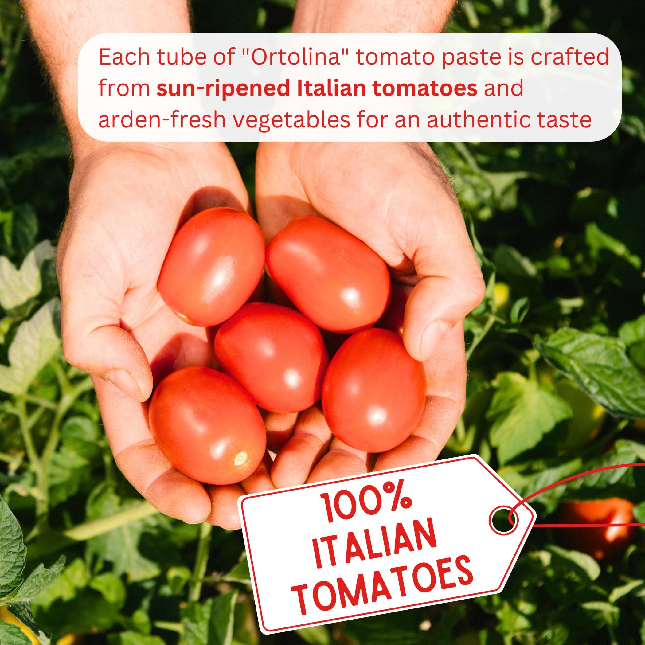 Rodolfi Tomato Paste Tube \"Ortolina\" Rodolfi Sauce, 130 gr (4.5 Oz) - Pack of 2, Authentic Italian Product with Fresh Tomatoes and Vegetables, Imported from Italy, Additive-free