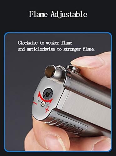 Malisseladi Torch Lighter Triple Jet Flame Refillable Butane Cigar Lighter with Cigar Punch,Adjustable Jet Flame Lighters Windproof Lighter Cigar Ignition for Grill BBQ Camping,Without Gas (Black)