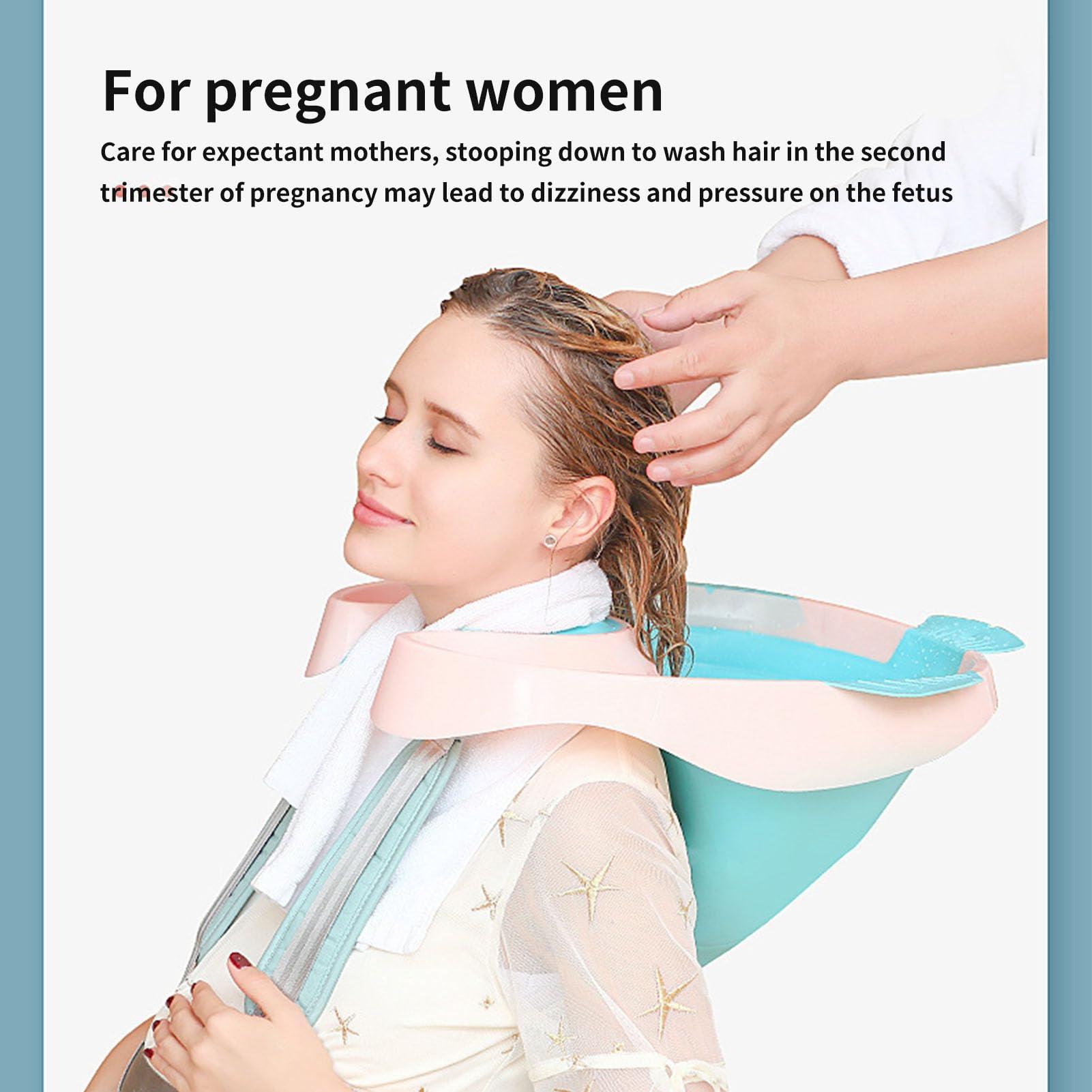 Pyhodi Portable Inflatable Shampoo Basin, Hair Washing Sink for Elderly, Pregnant Women, Bedridden, with Drainage Pipe, Adjustable Strap, Lightweight Bowl for Elderly, and Children