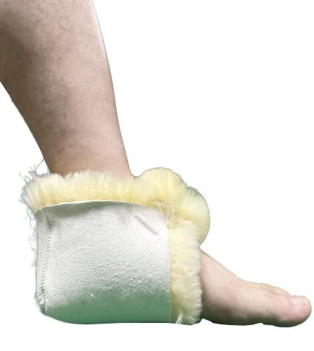 HUAHOO 100% Genuine Sheepskin Heel Protector Protect Feet, Heels & Elbows Bed & Pressure Sores(1 Piece)
