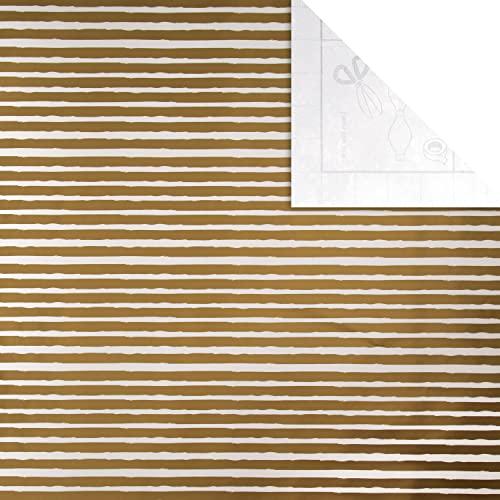 Hallmark Hallmark Gold Christmas Wrapping Paper and Gift Tag Bundle - 3 Rolls of Paper in 3 Designs With 2 Packs of 10 Plain Gold Gift Tags