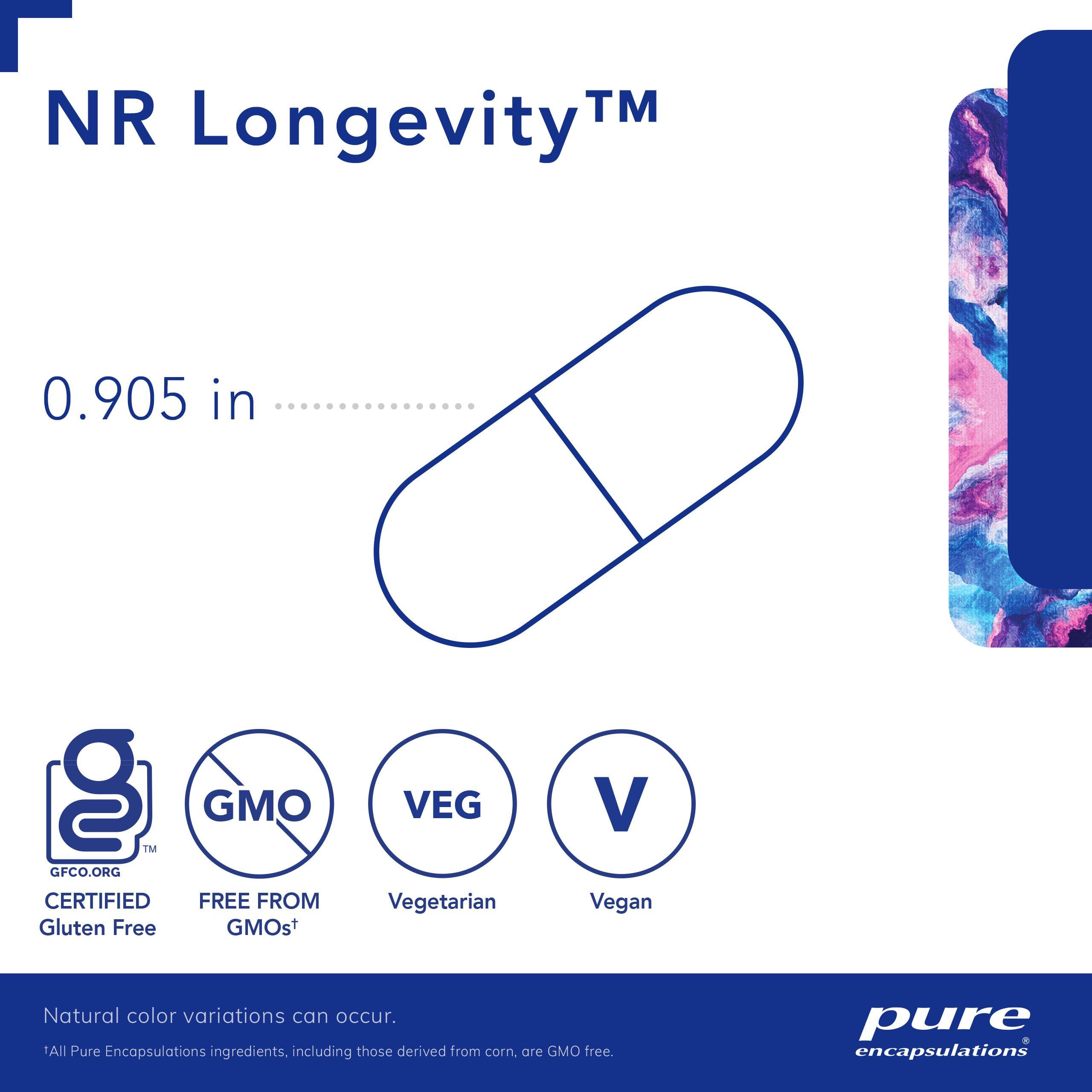 Pure Encapsulations Pure Encapsulations NR Longevity - Supports Healthy Aging. Replenishment of NAD+ & Mitochondrial Function* - with NIAGEN - Gluten Free, Non-GMO, Hypoallergenic - 60 Capsules