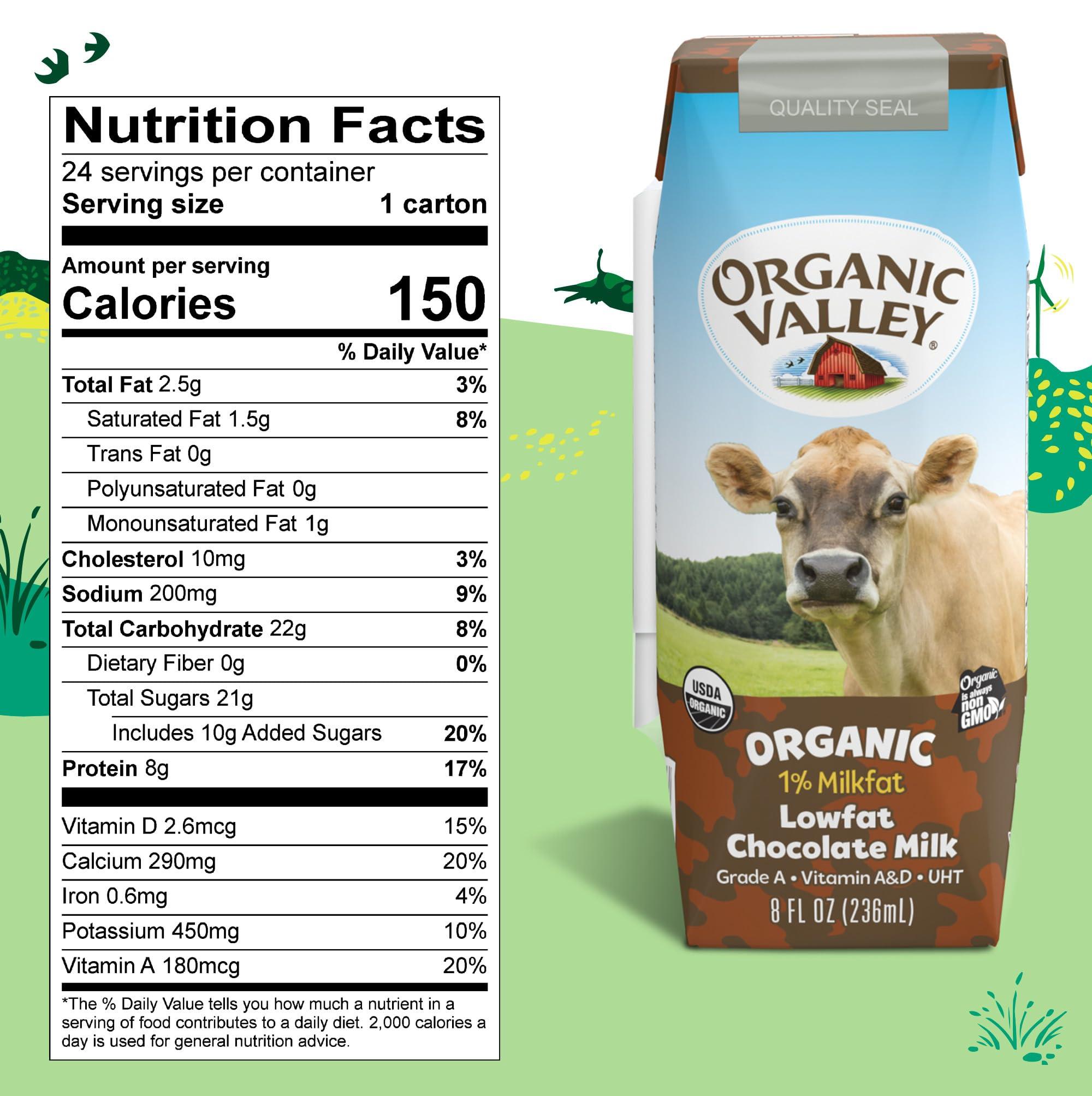 Organic Valley Organic Valley, Milk Boxes, Shelf Stable 1% Chocolate Milk, 8 Fl Oz (Pack of 24)