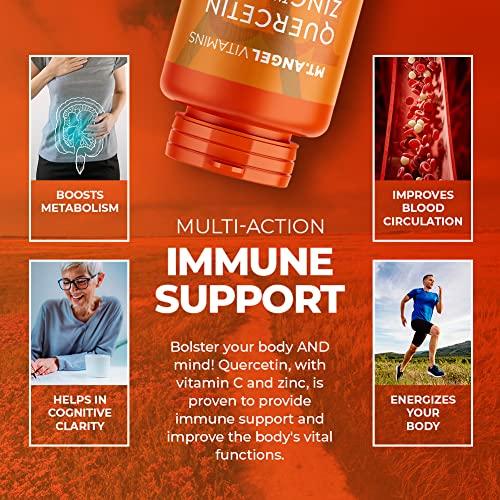Mt. Angel Vitamins Mt. Angel Vitamins - Zinc Quercetin with Bromelain Supplement Immune Support & Respiratory Health - Quercetin 500mg Capsules | Zinc 50mg | Vitamin C Capsules | Immune Booster for Adults - 120ct.
