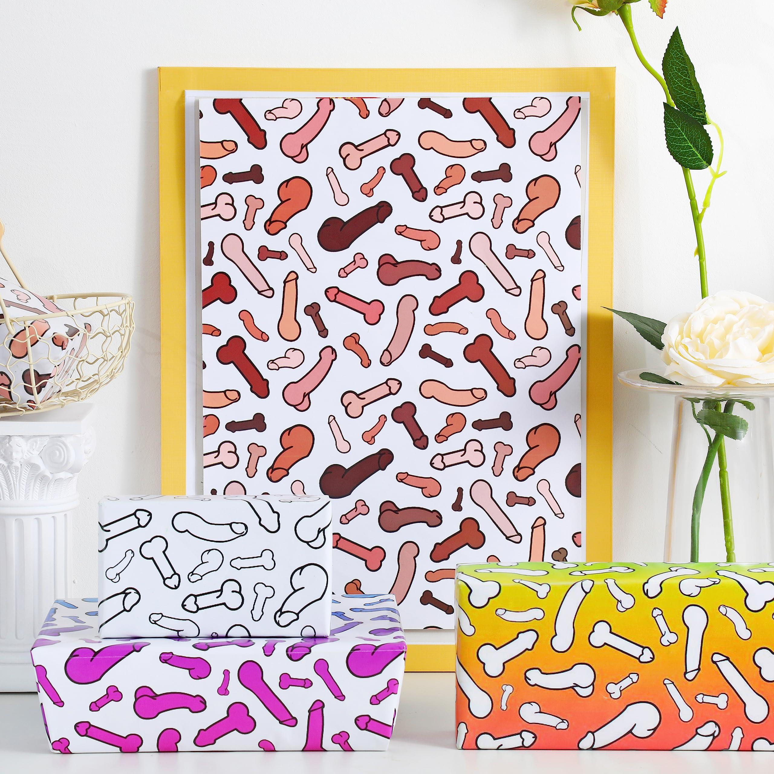 Dtiafu Dtiafu Funny Wrapping Paper for Women Men - 8 Sheets Rude Gift Wrapping Paper for Birthday Bridal Shower Anniversary - 20 x 28inch Per Sheet