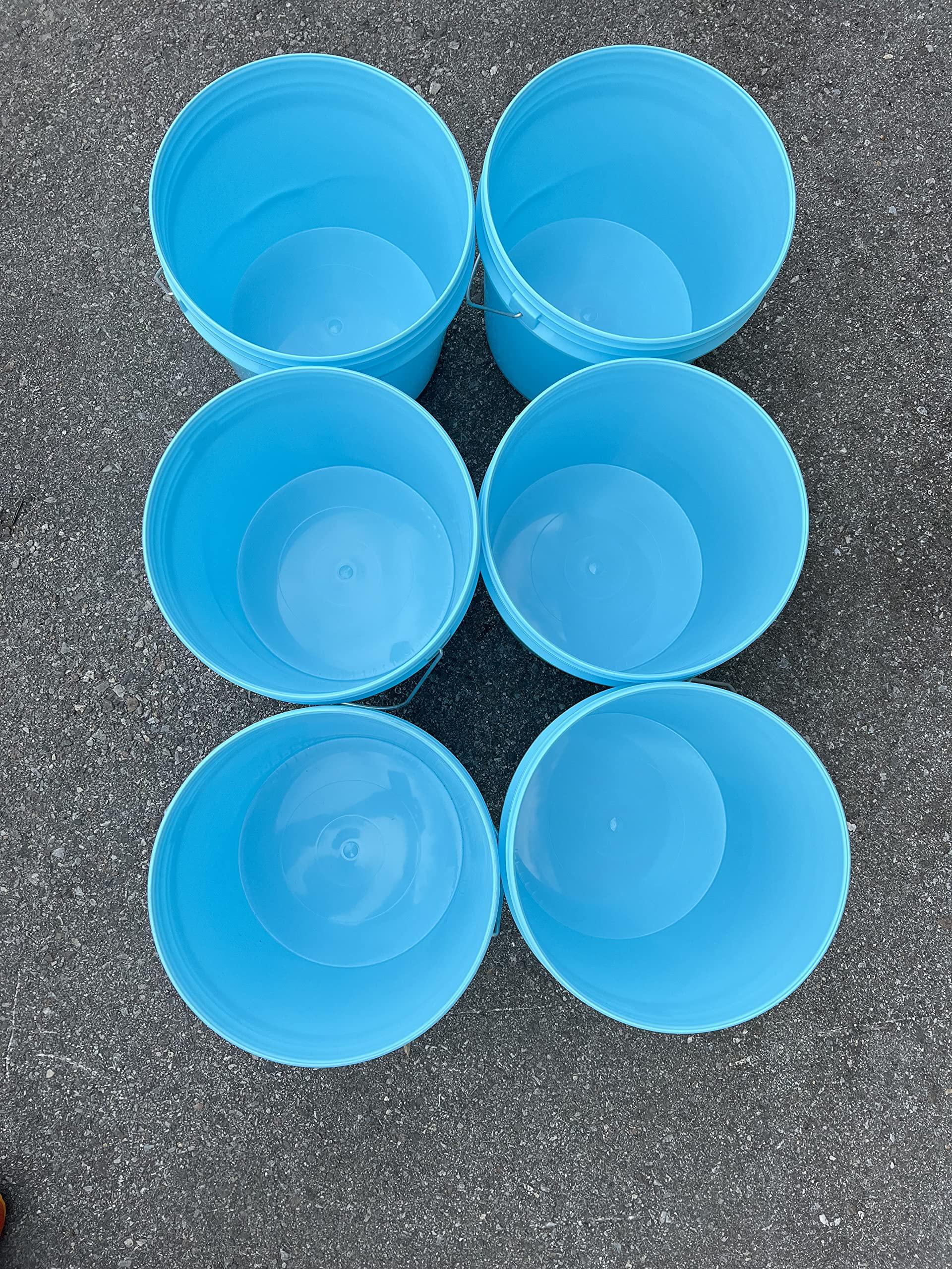 ISMART BUCKET 3.5 Gallon Bucket 6 Pcs Pack No Lid- Durable All Purpose Pail,Food Grade, BPA Free Plastic (Aqua, 6)
