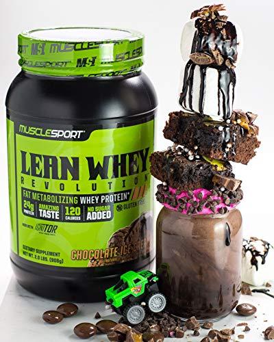 Musclesport Musclesport Lean Whey Revolution™ Protein Powder - Whey Protein Isolate - Low Calorie, Low Carb, Low Fat, Incredible Flavors - 25g Protein per Scoop - 5lb Chocolate Ice Cream