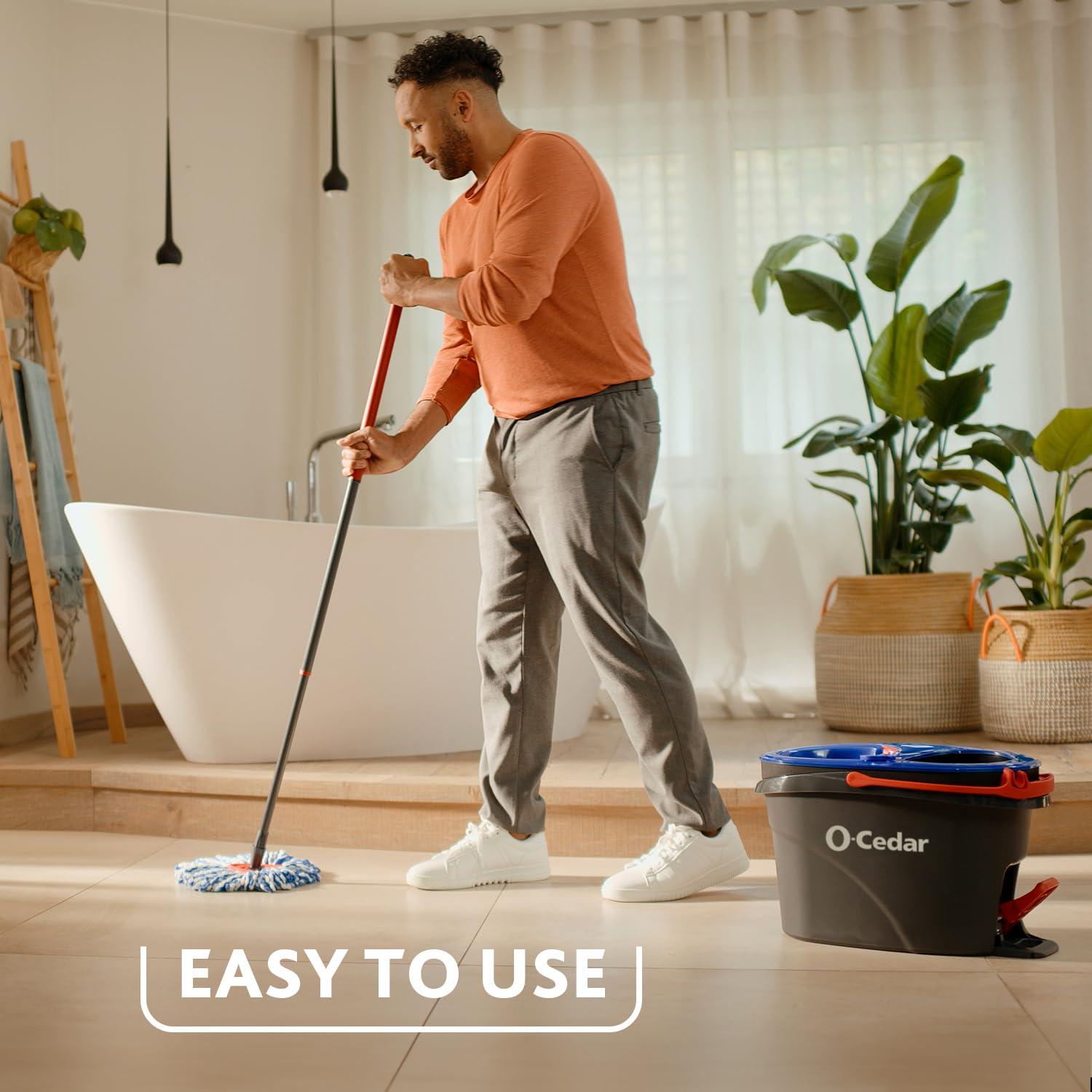 O-Cedar O-Cedar RinseClean Spin Mop & Bucket System + 2 Extra Mop Heads| Clean with Clean Water | Removes 99% of Bacteria