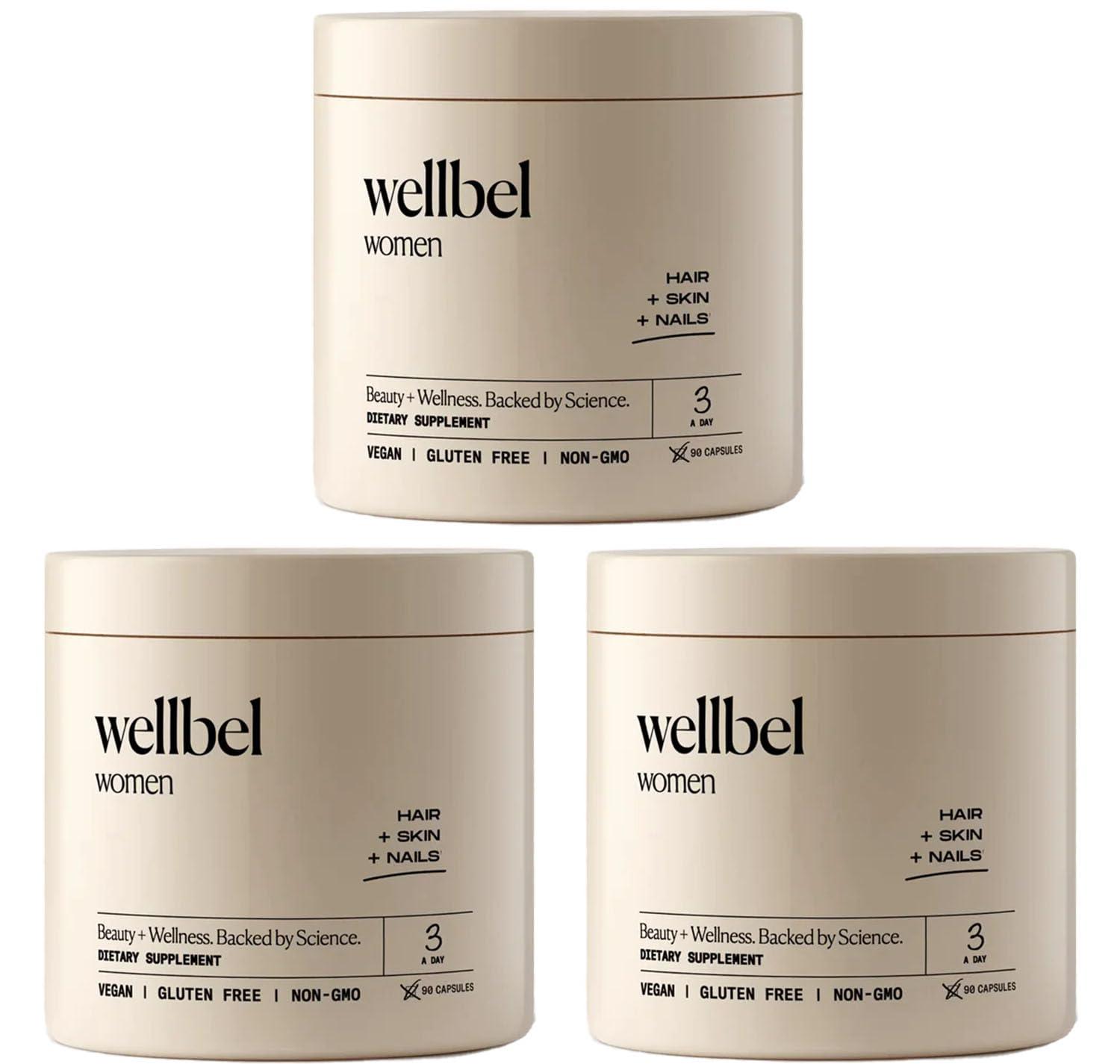 WELLBEL WELLBEL Women Clean Supplement for Hair, Skin, and Nails, Vegan, Gluten Free and Non GMO 270 Count - 3 Pack