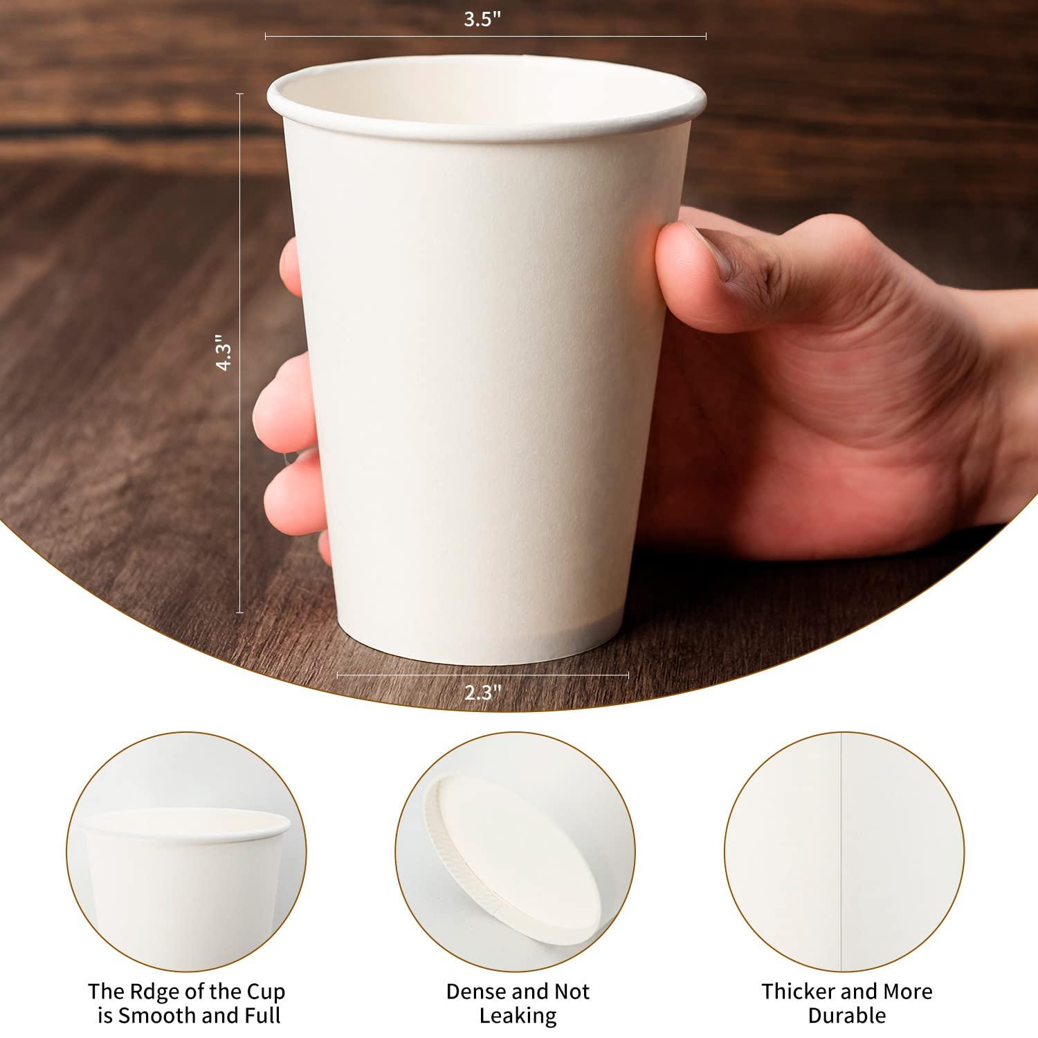 METAPRINT METAPRINT 12 oz Disposable Paper Coffee Cups [300 Pack], White Hot Coffee Cups, Paper Coffee Cups 12 oz, Thickened Design for Cafes, Bistros, Parties, and Events