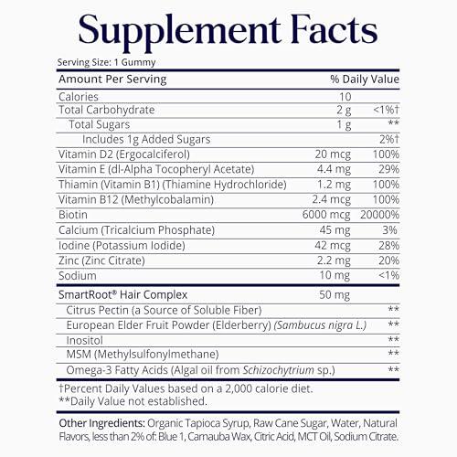 SugarBearHair Sugarbear Hair Vitamin Gummy 2 Month Supply Extra Strength Biotin 6000mcg, Growth for Men & Women, Vegan Vitamin B12, MSM, Inositol, Omega 3, Elderberry, Certified Kosher, Halal, Cruelty-Free