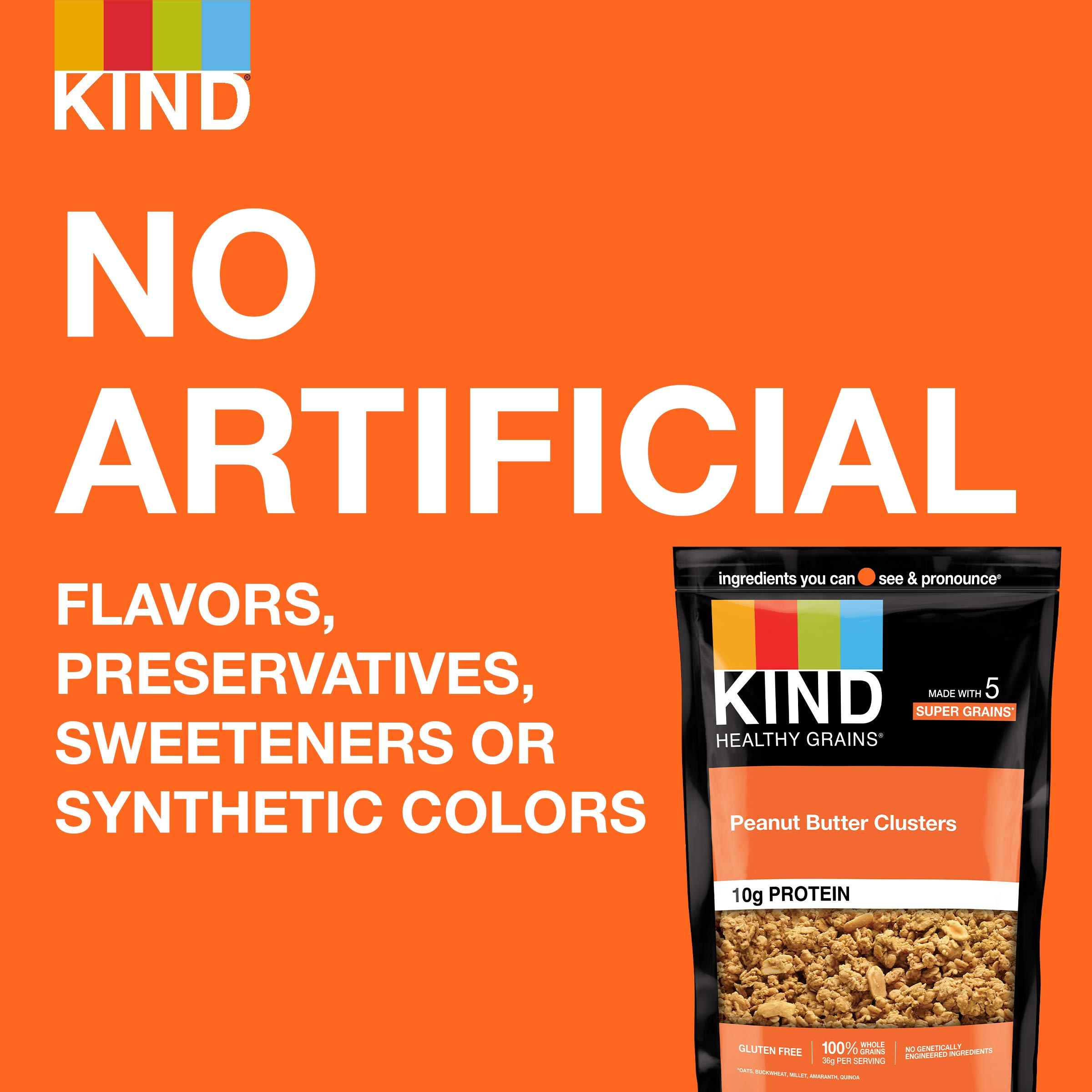 KIND KIND HEALTHY GRAINS Granola Family Size, Healthy Snack, Peanut Butter Granola Clusters, 10g Protein, Snack Mix 11 OZ (6 Pack)