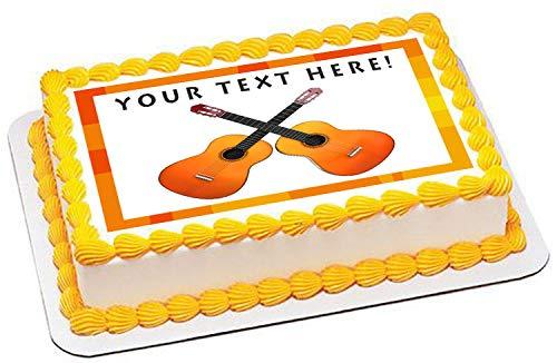 Edible Prints On Cake Two Guitars Crossed - Edible Cake Topper - 10" x 16" (1/2 sheet) rectangular