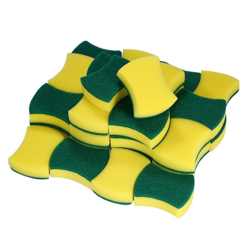 Fauge Fauge 30pcs Multi-purpose Double-faced Sponge Scouring Pads Dish Washing Scrub Sponge Stains Removing Cleaning Scrubber Brush for Kitchen Garage Bathroom