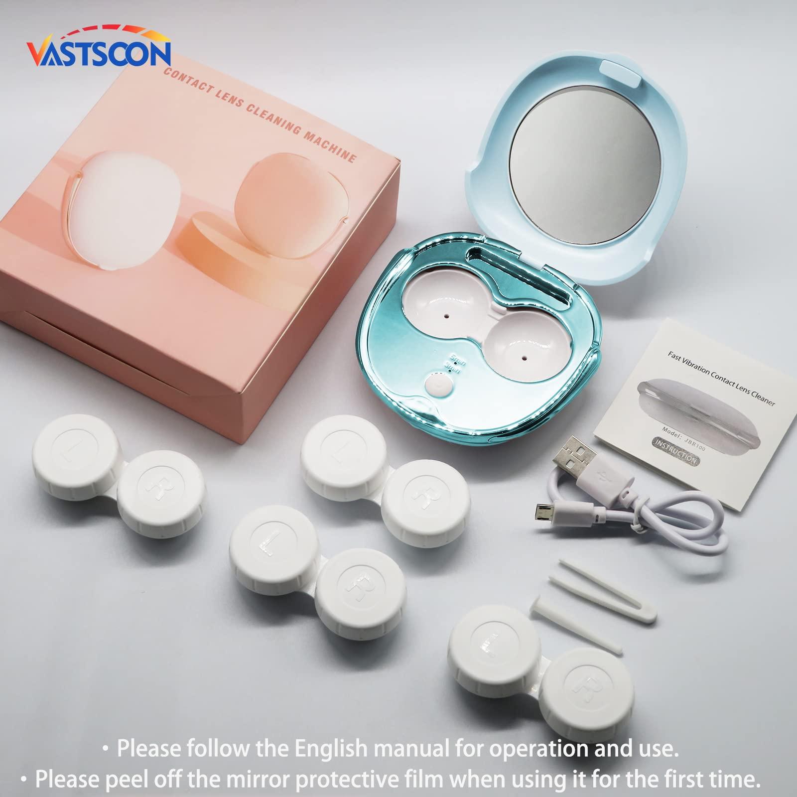 Vastsoon Portable Ultrasonic Contact Lens Cleaner Machine Kit with Extra 3PCS Solution Cleaning Case Replacement