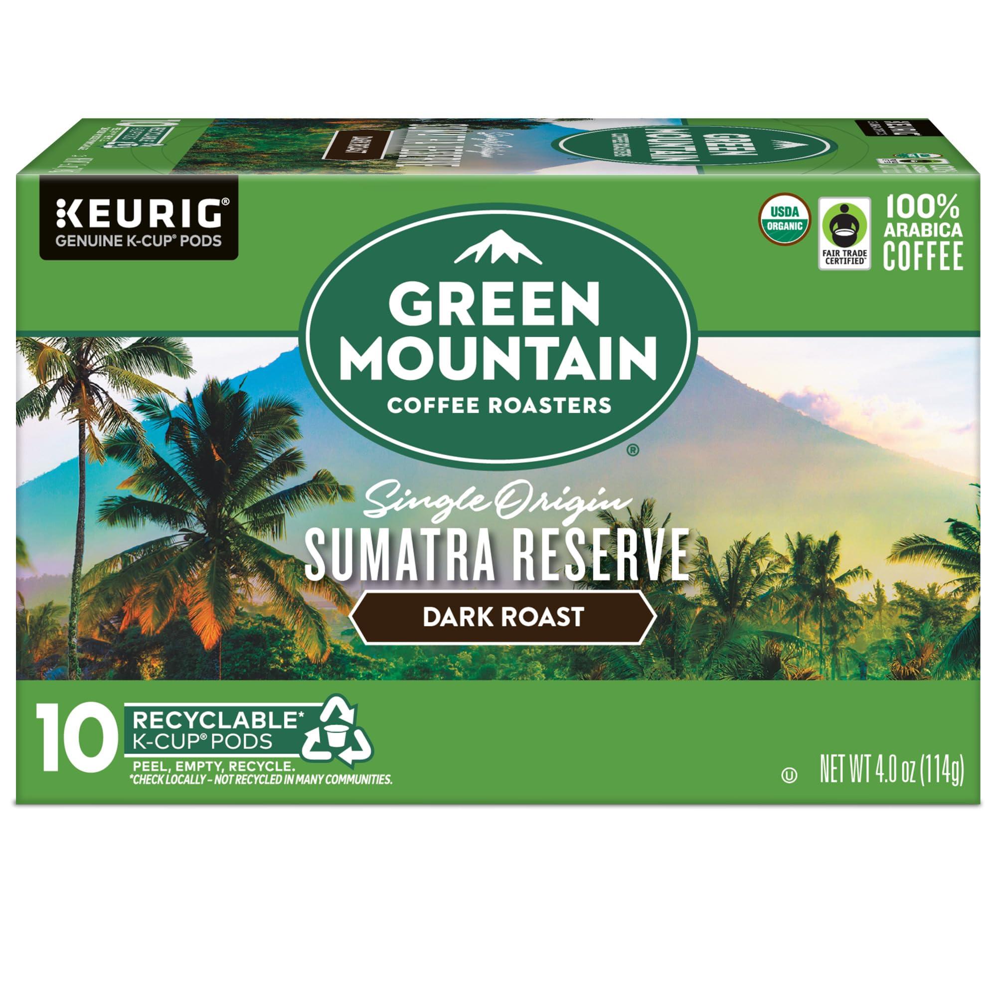 Green Mountain Coffee Roasters Green Mountain Coffee Roasters Sumatra Reserve, Keurig Single Serve K-Cup Pods, Dark Roast Coffee, 60 Count, (6 Packs of 10)